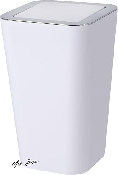 Mrs. Jones Schwingdeckeleimer Candy White - Afvalbak met deksel voor de badkamer .