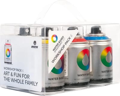 MTN spuitbus pakket op waterbasis - 6 kleuren 100ml lage druk en matte afwerking spuitverf - Geurloos en kindvriendelijk