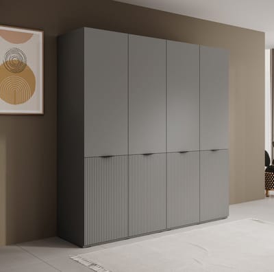 Meubella - Kledingkast Shelton - Grijs - 202 cm