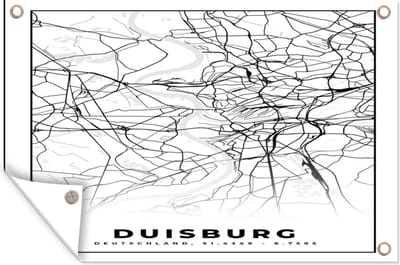 Muurdecoratie Kaart - Duisburg - Stadskaart - Plattegrond - 180x120 cm - Tuinposter - Tuindoek