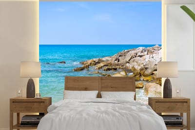 Behang - Fotobehang Strand - Zee - Tropisch - Zomer - Breedte 300 cm x hoogte 300 cm