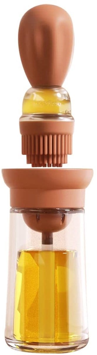 Dailygoods- Oliedispenserfles 2-in-1 ontwerp - Olieborstel - Siliconen bakkwast - Olieopslag - Borosilicaatglas - Capaciteit 180 ml - Oliepot