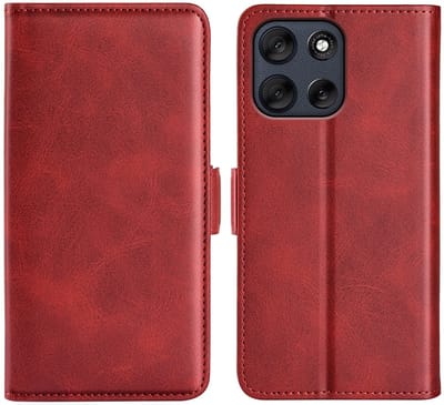 MobyDefend Hoesje - Geschikt voor Motorola Moto G56 - Luxe Wallet Book Case (Sluiting Zijkant) - Rood
