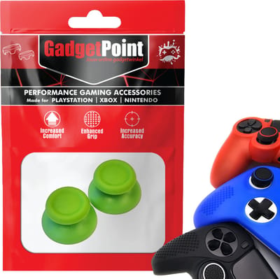 Gadgetpoint - Thumb Grips voor PlayStation, PS5, Xbox X/S, One & Switch Pro Controller - Gaming Thumbgrips - Performance Anti-Slip Thumbsticks - Bescherming Accessoires - Joy Sticks - Groen