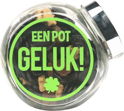 Snoeppot dropmix "een pot Geluk" geluk - succes - cadeautje