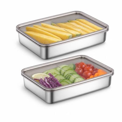 VHV - Bewaarbakjes - Roestvrijstalen luchtdichte bakjes - keukencontainers met deksel - Voor maaltijd en voorraad