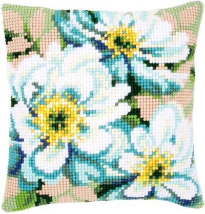 Vervaco - Kruissteekkussen kit - Japanse anemonen II - PN-0148718 - Borduren - Borduurpakket - Borduurpakket volwassenen - Borduurpakket kind