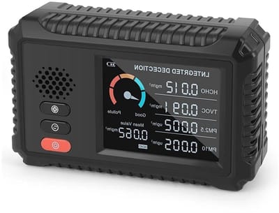 Luchtkwaliteit Monitor - Luchtmeter Sensor - Binnenlucht Meten - 4 In 1 Meting - 2000mAh Batterij - Zwart