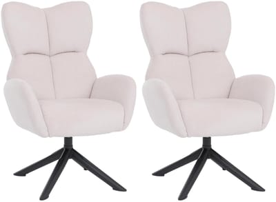 Set van 2 eetkamerstoelen MCW-Q54, relaxstoel, loungestoel, gestoffeerde stoel, draaibaar, metaal, corduroy (320 g/m²) ~ crème