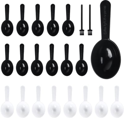 NTHProducts - Plastic Maatlepels - 20 Stuks - Herbruikbaar en Vaatwasserbestendig - Zwart - Voor Poeder en Granulaat - Keukenaccessoires - Geschikt v