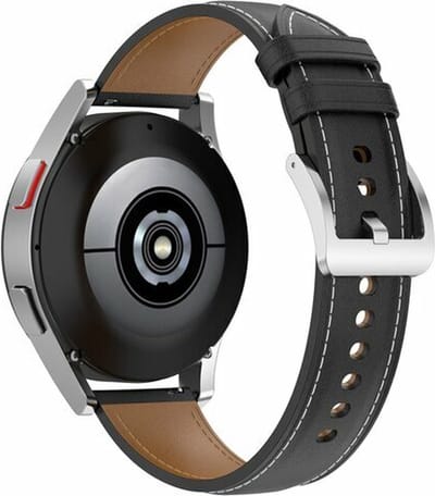 By Qubix - Geschikt voor Garmin bandje - Geschikt voor Garmin Vivomove 3 / HR / Luxe / Sport / Style / Trend - Luxe leren bandje - Zwart - Smartwatch bandje 20mm