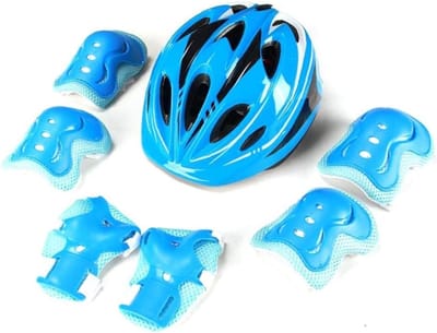 Beschermende Uitrusting Set - Sport Veiligheid - Fietsen en Skaten - Ademend Mesh Materiaal - Helm 50-57cm - Blauw