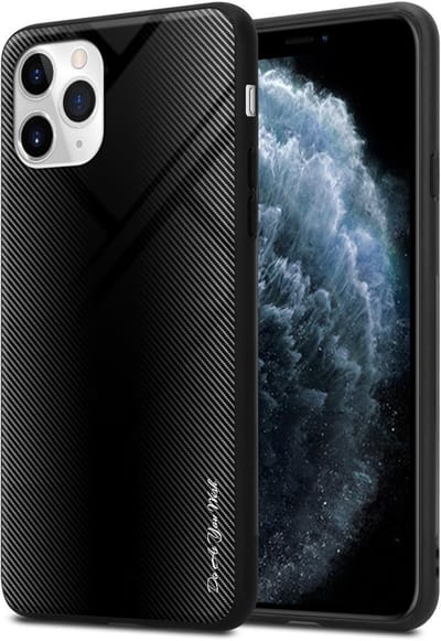 Cadorabo Hoesje geschikt voor Apple iPhone 11 PRO in OPAAL ZWART - Beschermhoes gemaakt van TPU silicone Case Cover en achterkant van gehard glas