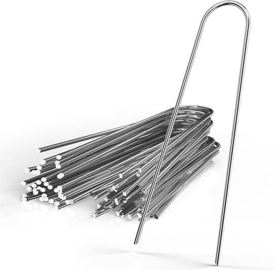 Intirilife 100 x grondanker 150 x 25 x 2,9 mm gemaakt van gegalvaniseerd roestvrij staal - onkruidvlies bevestiging grondnagel weerhaak
