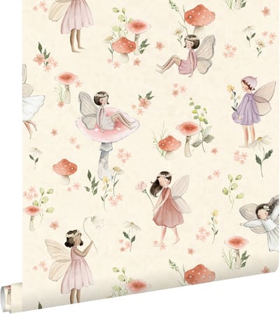 ESTAhome behang elfjes roze en beige - 50 x 900 cm - 131342