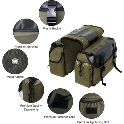 Sac de selle de moto de grande capacité, sacoche de voyage en toile étanche, boîte à outils latérale, pochette pour kaki