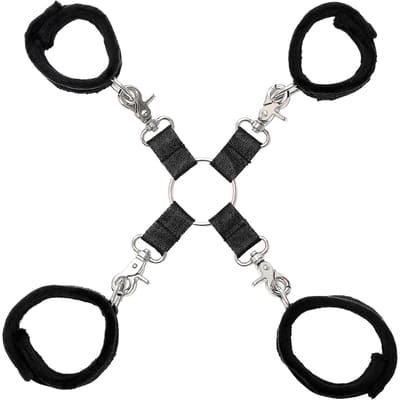 Rimba - Soft Bondage Set Met klittenband (6-delig) - Zwart