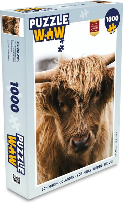 Puzzel Schotse Hooglander - Koe - Gras - Dieren - Natuur - Legpuzzel - Puzzel 1000 stukjes volwassenen