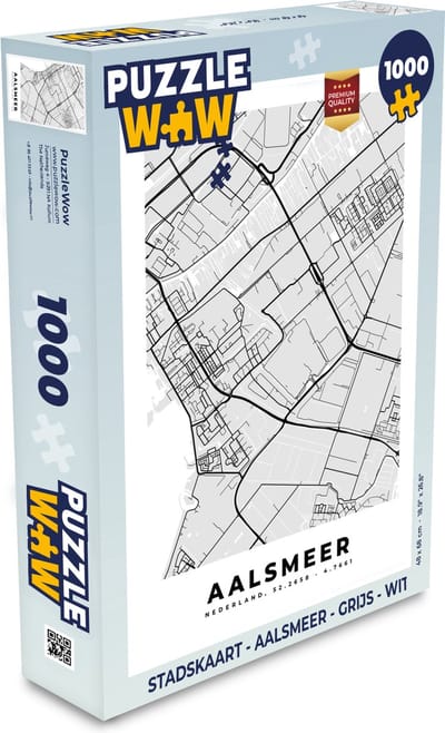 Puzzel Stadskaart - Aalsmeer - Grijs - Wit - Legpuzzel - Puzzel 1000 stukjes volwassenen - Plattegrond
