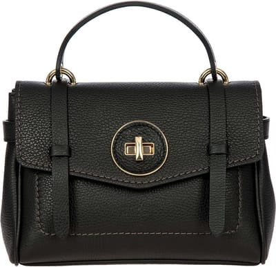 BRIC'S Leren Schoudertas Handtas Gondola Ninfea Bag Black Zwart