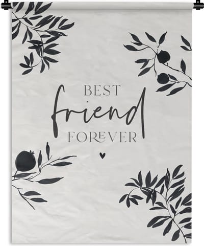 Wandkleed - Wanddoek - Besties - Spreuken - BFF - Quotes - Best friend forever - 90x120 cm - Wandtapijt