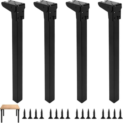 Set van 4 Opvouwbare Tafelpoten 40 cm, Zwarte Metalen Poten voor Tafel, Bed, Sofa en Meubels