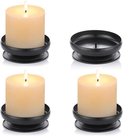 Decoratieve Kandelaar van IJzer voor LED en Waskaarsen - 9 cm Diameter, Ideaal voor Spa en Aromatherapie, Inclusief Standaard voor Wierookconen