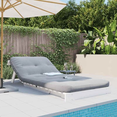 vidaXL - Futon - slaapbank - met - matras - 90x206x11 - cm - massief - grenenhout - wit