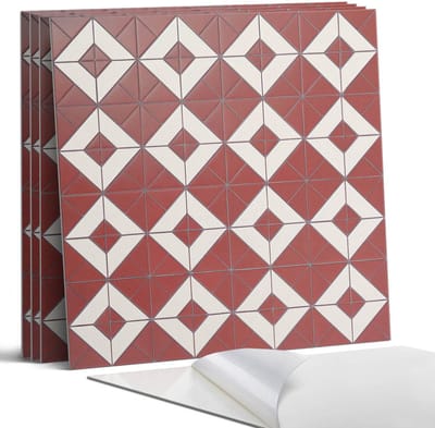Coloray Wandpanelen Zelfklevend - Geometrische patronen in de lay-out Zelfklevende Wandpanelen - 50 cm x 50 cm - Rood Wandpaneel PVC - 5 stuks - Texturen Wandpanelen Zelfklevend - Keuken Wandpanelen - Wandpanelen Badkamer