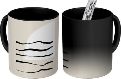 Magische Mok - Foto op Warmte Mokken - Koffiemok - Abstract - Lijn - Pastel - Magic Mok - Beker - 350 ML - Theemok