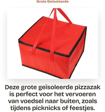 Dailygoods- Pizzazak Grote Capaciteit - Geïsoleerde Voedselzak - Waterdichte Isolatie - Thermische Isolatie - Handheld/Schouderrugzak - 44 x 44 x 24 cm - Voedeltas