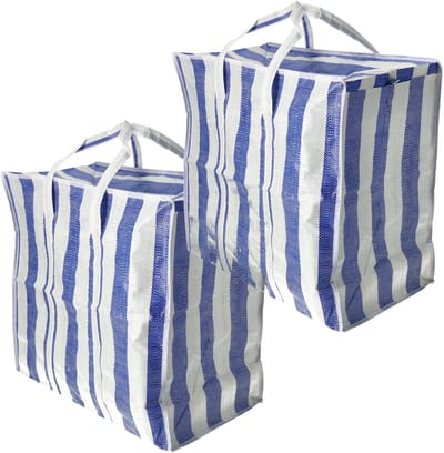 Opbergtas met Rits 80L – Set van 2 Grote Opbergtassen – Big Shopper XL – Verhuis Opbergtas voor Kleding, Dekbedden & Kerstboom