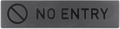 Deurbordje - NO ENTRY - Rechthoek - RVS met Zwart - 45 x 195 mm - Prive - Geen toegang - Deurbord - Zelfklevend