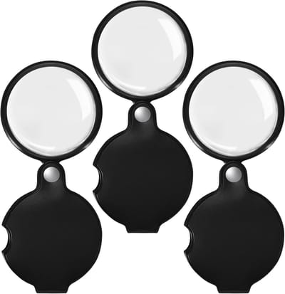 Compacte Vouwbare Vergrootglas Set van 3 Stuks voor Lezen, Handwerken en Verkennen van Kaarten, 60 mm Vergrootglas met Beschermende Rotatieschuiling voor Kinderen en Volwassenen