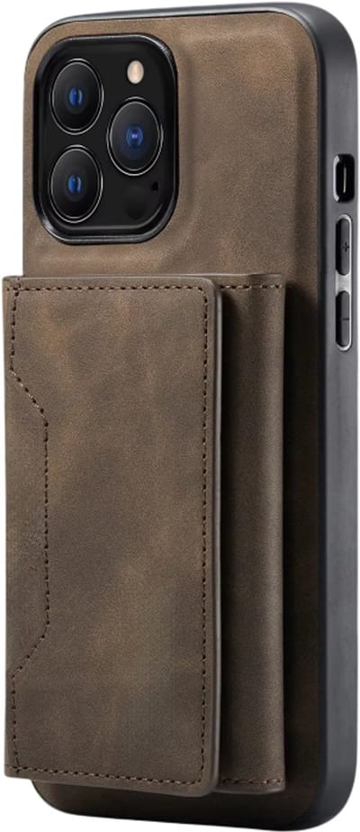 2-in-1 Magnetische Lederen Telefoonhoes – Geschikt voor iPhone 17 – met Afneembare Wallet en Pasjeshouder, Leren Beschermhoes met Kaarthouder en Portemonnee - Donkerbruin