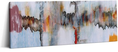 Wallfluent Foto Op Canvas Abstracte schilderkunst - 125 x 50 cm - Grijs Canvas Schilderij - Abstract Foto Op Doek - Imitatie van een olieverfschilderij Print Van Doek - Abstract Schilderij Op Canvas