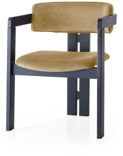 Asir - Stoel - Zwart, Licht taupe - 100% HOUT, FLUWEELSTOF / MULTIPLEX - 58 x 76 x 49 cm