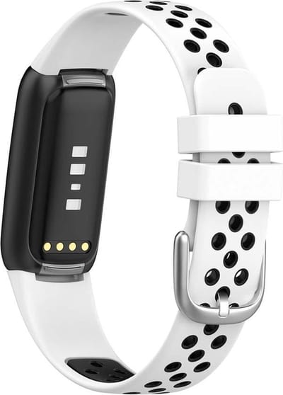 Sportbandje - Fitbit Luxe - wit met zwart - siliconen 160-220mm