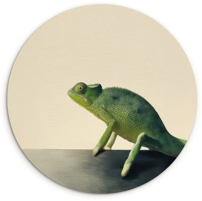 WallCircle® Wandcirkel 120x120 cm - Muurcirkel Kameleon - Groen - Minimalistisch - Muurdecoratie woonkamer - Wanddecoratie slaapkamer - Kamer decoratie accessoires - Ronde schilderijen XXL
