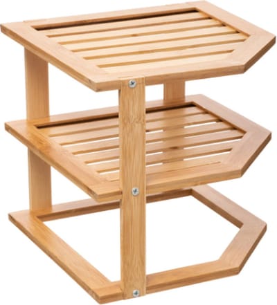 Bamboe hoekrek keuken,, 25 x 25 x 23cm, voor werkblad en keukenkast, rek staand