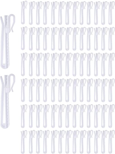 Plooibandhaak - 80 stuks - Plooihaken - Plastic - Gordijnhaken - Gordijn Plooihaken - Gordijn Ophangsysteem - Vouwhaken voor gordijnen - Voor douchegordijnen en gordijnaccessoires - 8.5 CM - Wit