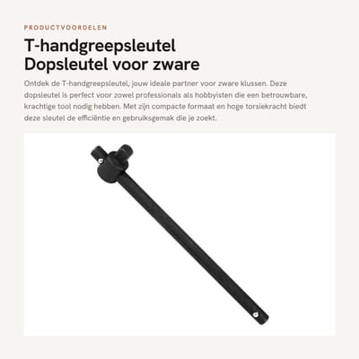 Dailygoods- T-handgreepsleutel Verschillende maten - Dopsleutel - Hoogwaardig staal - Ergonomisch ontwerp - Hoge torsiekracht - Compact formaat