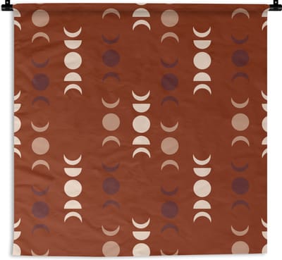 Wandkleed - Wanddoek - Maan - Rood - Patroon - 180x180 cm - Wandtapijt