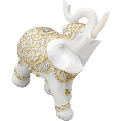 Olifantenbeeld Wit Hars Schattig Geluks Olifant Sculptuur voor Entree Boekenplank Computertafel Huisdecoratie M