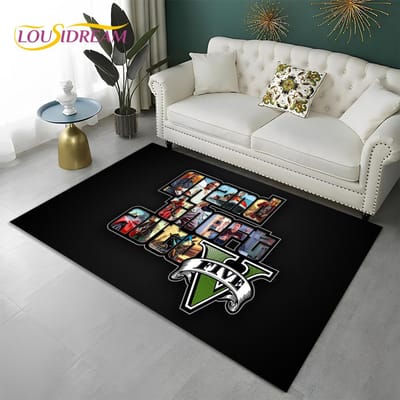 Grand Theft Auto Games 3D GTA Gamer Tapijt Vloerkleed voor Thuis Woonkamer Slaapkamer Bank Deurmat Decor, Kindergebied Vloerkleed Antislip Vloermat 200x160cm