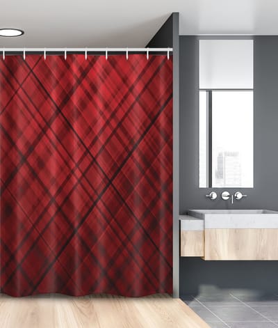 New Bed, Abstract Patroon van Schotse Kilt, Douchegordijn Badkamer Decor Set met Haakjes, 120 cm B 180 cm L