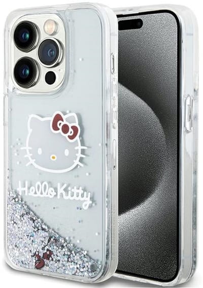 Hello Kitty Liquid Glitter Charms - iPhone 13 Hoes - Sierontwerp - Duurzaam Materiaal - Zilverkleurig