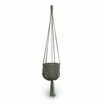 Plantenhanger 'Classic' - Kies kleur en lengte - Olijfgroen - 100 cm lang - Katoenkoord - Geschikt voor Pot met Diameter t/m 20 cm - Handgemaakt in ons Macramé Atelier - Prijs per Stuk - Let op: Exclusief Pot - Inclusief Verzendkosten
