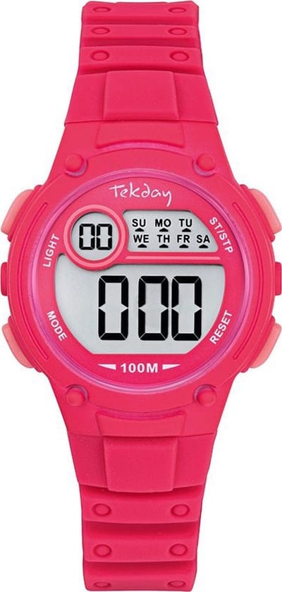 Tekday-Sportief-Digitaal-Sterk kinderhorloge-Roze-Waterdicht-Zacht silicone band-Fijn draagcomfort