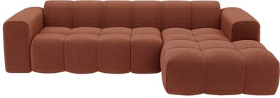 Vente-unique Hoekbank zonder slaapgedeelte in terracotta chenillestof van Maison Céphy CALESO